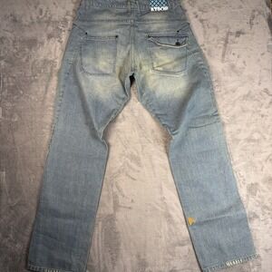 Atikin Jeans Men's 34x34 Blue Light Wash Straight Leg Icelandic Button Fly Baggy